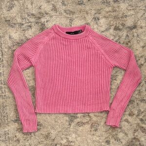 Vero Moda cropped ribbed knit top in pink acid wash